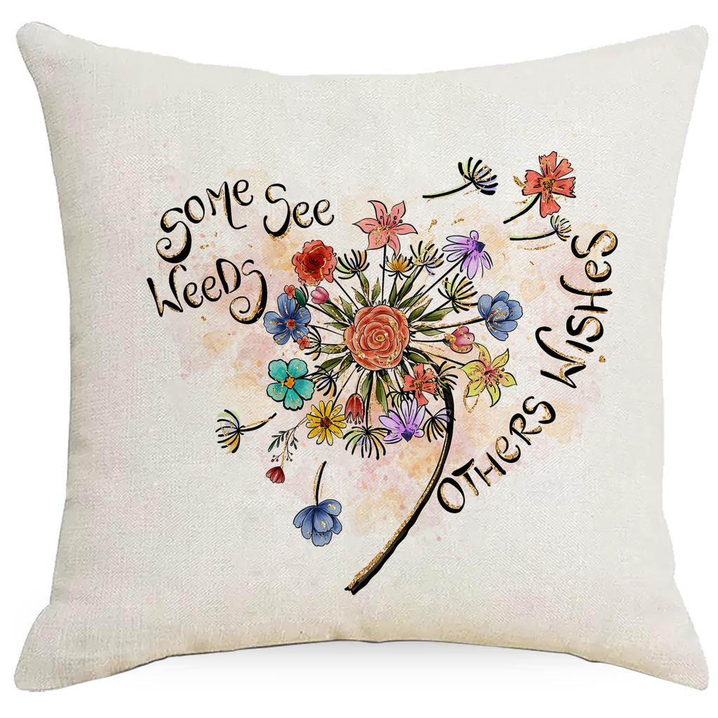 New Creative Floral Dandelion Pillow Case Home Sofa Cushion Pillow Case Decoration