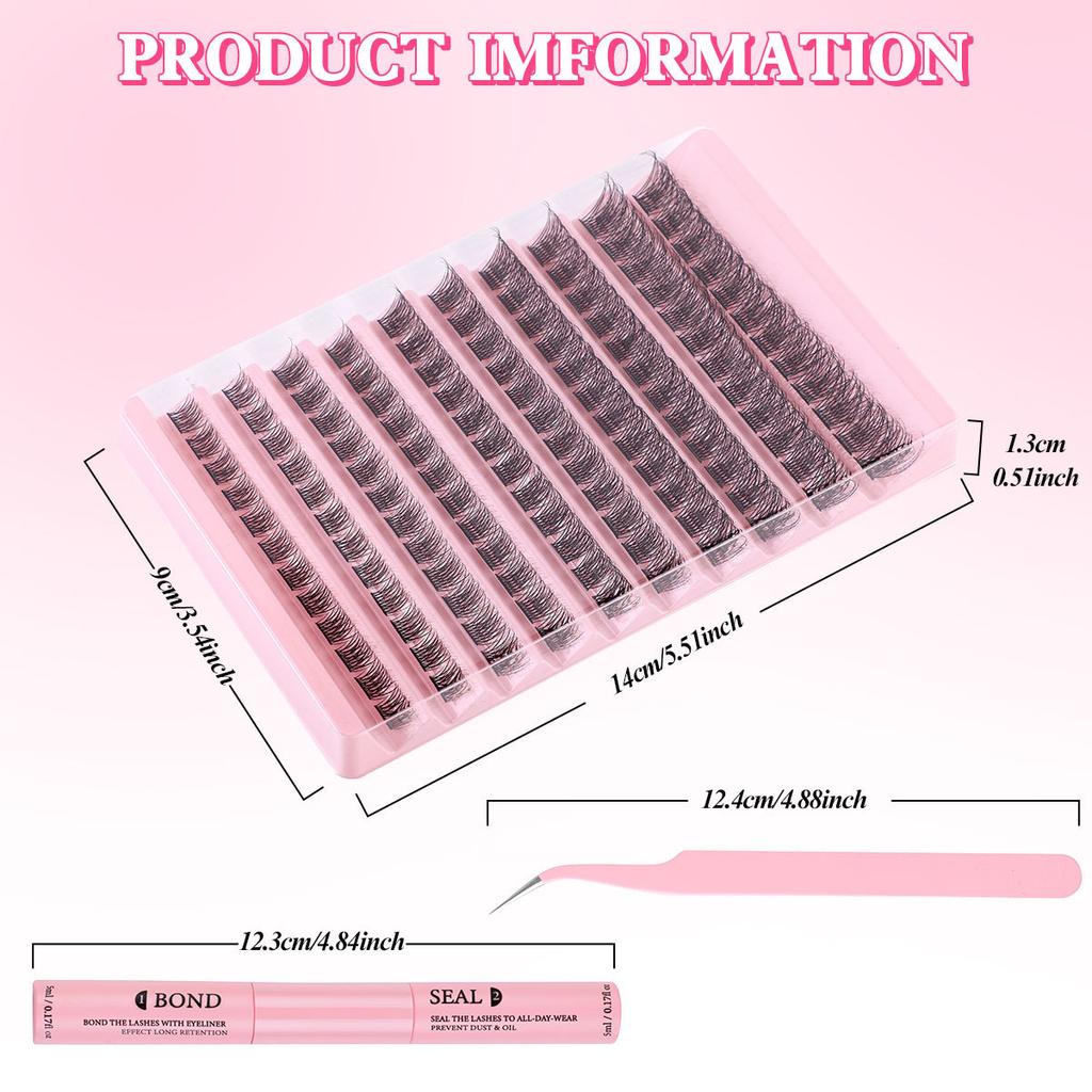 120 Büschel Dicke Natürliche Falsche Wimpern Set 8-16mm DIY Segmentierte Einzelbüschel Gebogene Wimpern