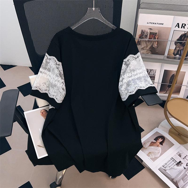 Plus Size Slimming Loose Mid-Length Short-Sleeve Women's T-Shirt (200/300/350 Jin) 
