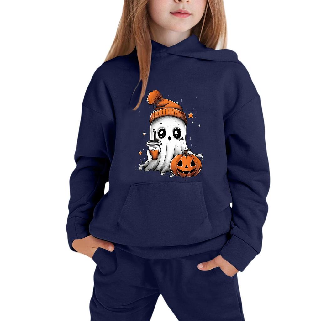 Kids Hoodie with Halloween Print - Long Sleeve Pullover Sweatshirt for Boys and Girls