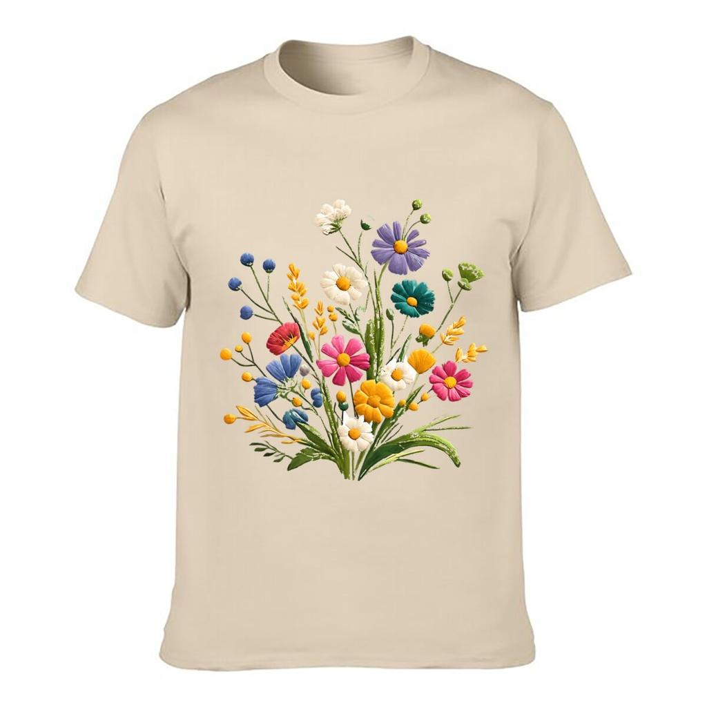 Wildflower Bouquet Colorful Mixed Flowers Botanical Floral Graphic Unisex Summer Tshirt Top