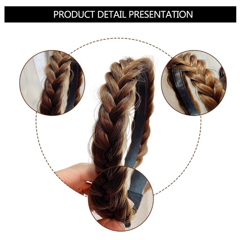 Women's Braided Hair Band High Elasticity Hairpiece Fashionable Hair Accesories Hairband for Girls Natural Look