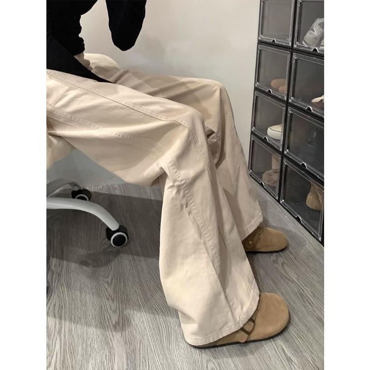 American Retro High Waist Wide Leg Jeans Women Patchwork Design Loose Fit Straight Pants Trendy Spring Autumn Fashion