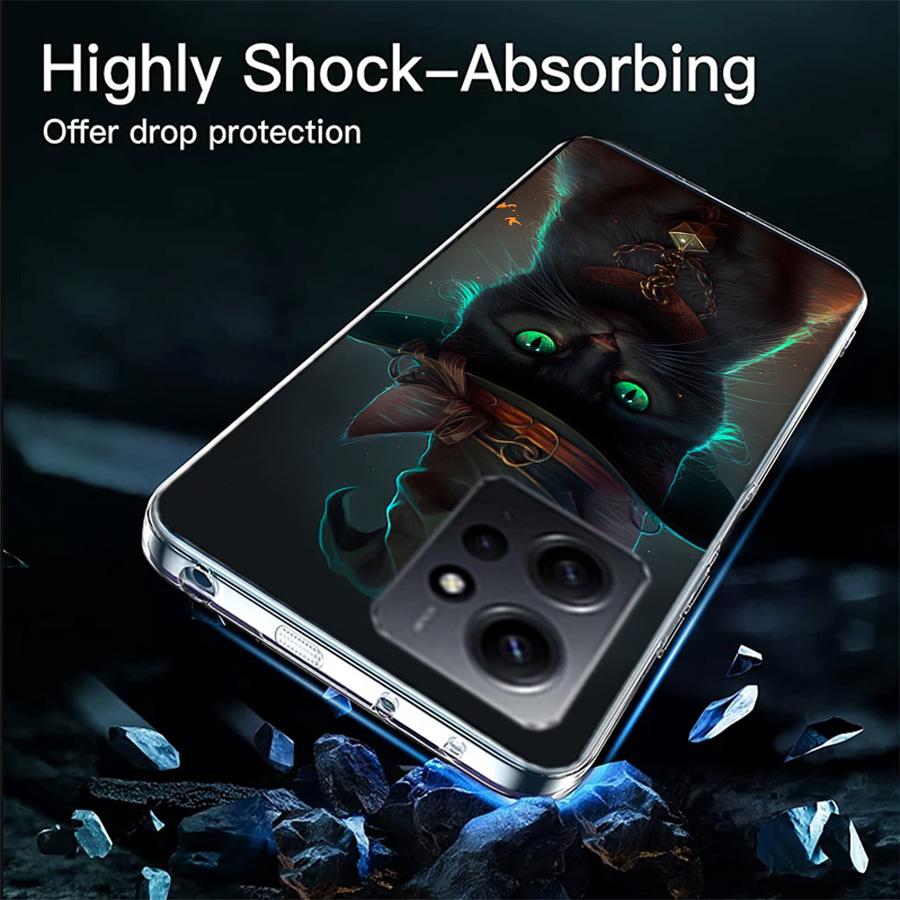 Halloween Magic Cat Phone Case For Redmi 12 13C 12C 15C 9 10 10C Note 13 Pro Plus 14 15 Pro 9T 9C 9A TPU Soft Cover Clear Cell C