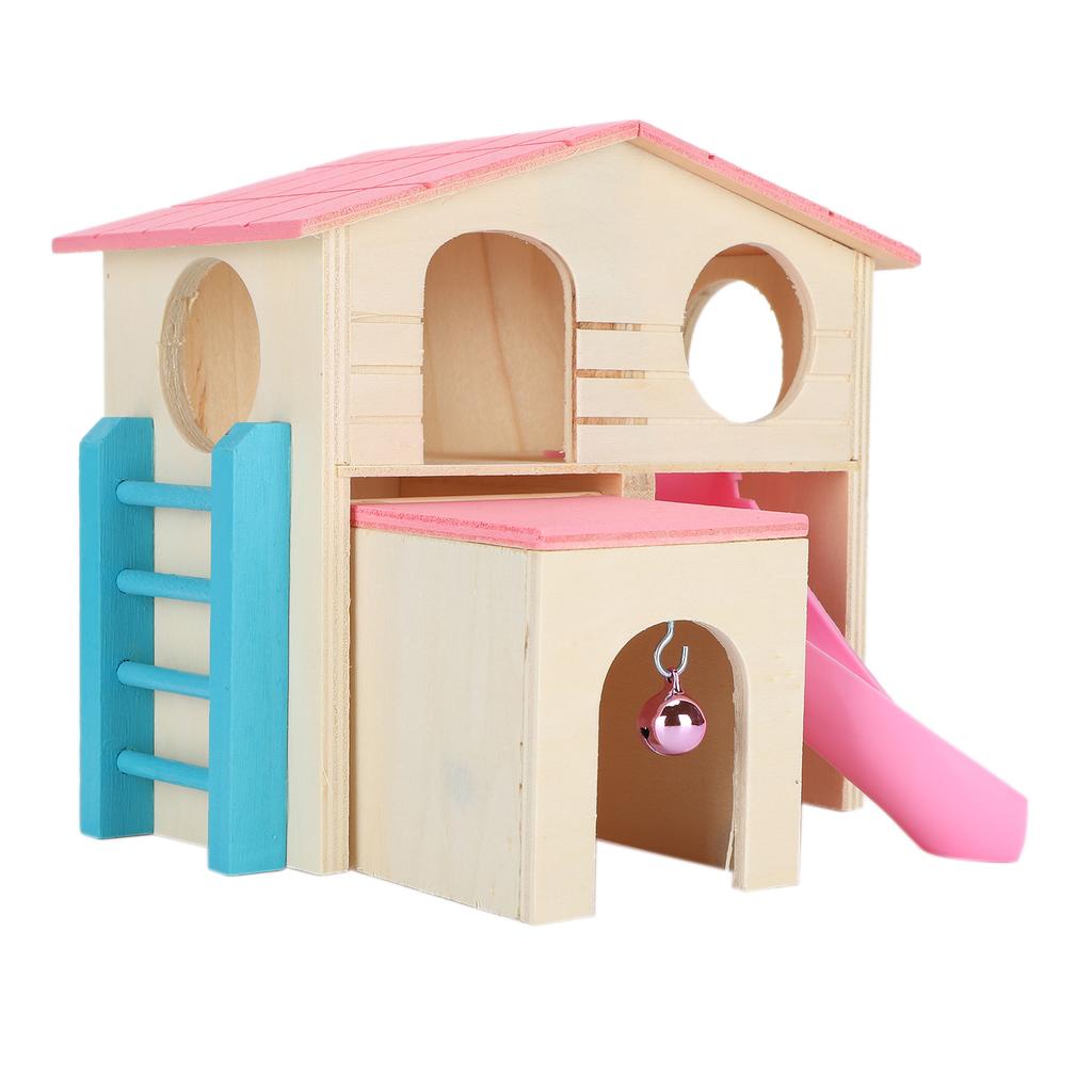 Wooden Hamster Fun House Huts Toy Hamster Exercise Playthings Fun Gym Playground