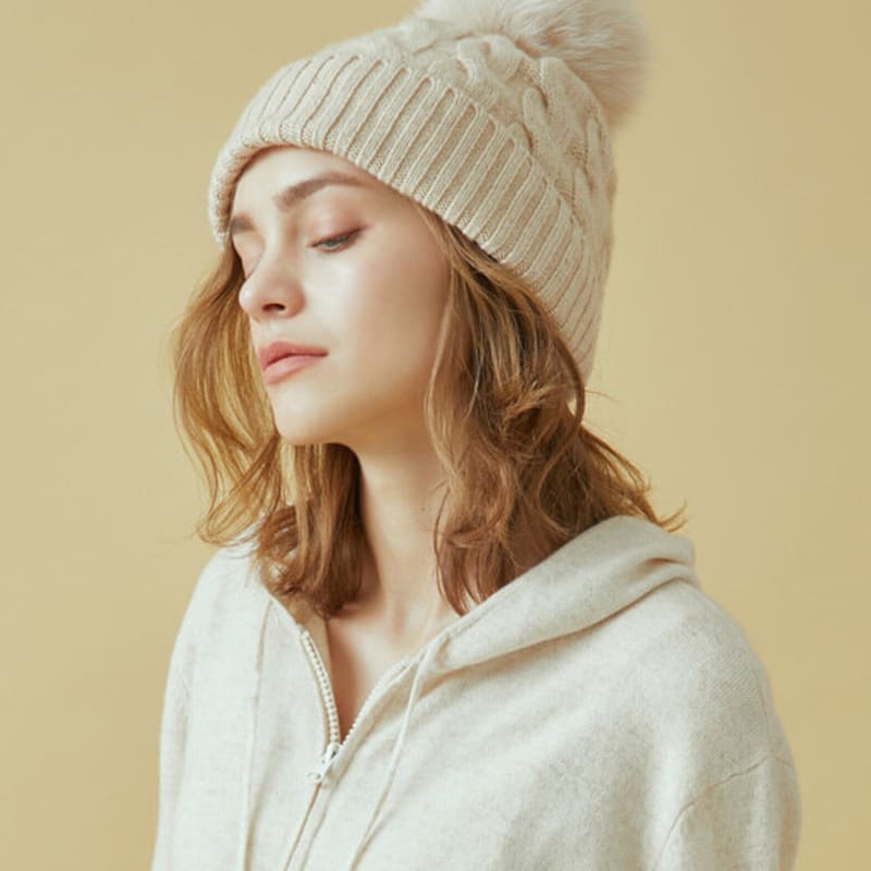 

PREZZO 100% Cashmere Pom-Pom Beanie GORRA (2 colors) 02. GORRA OATMEAL