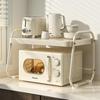 Cremefarbenes Doppelschicht-Küchenregal im Stil für Mikrowelle und Reiskocher