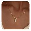 Exclusive 18K Gold Vacuum-Plated Stainless Steel Engraved Square Pendant Necklace with Alphabet Letters