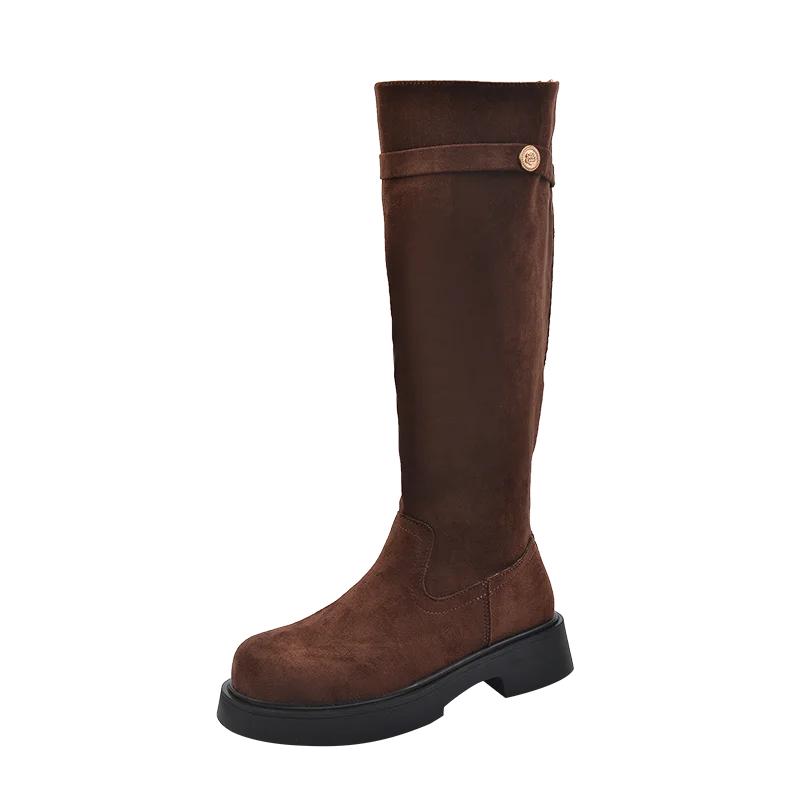 Designer Women Knee High Boots Fashion Large Cylinder Circumference Shoes Autumn Winter Low Heel Ladies Knight Long Booties