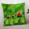 Natural Ladybug Pattern Pillowcase Home Room Decoration Office Chair Living Room Sofa Cushion Cover Peach Skin Pillowcase