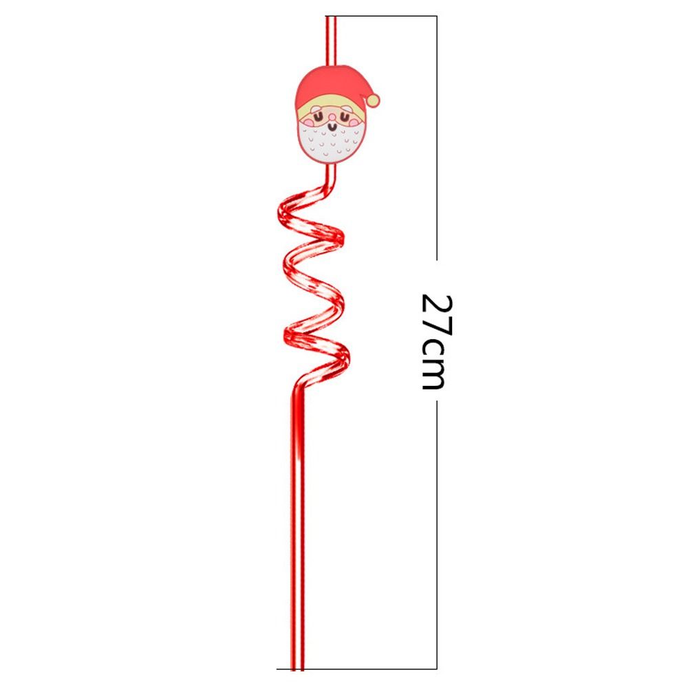 Spiral Christmas Plastic Straw Food Grade Christmas Party Decor Christmas Cartoon Straw  Children