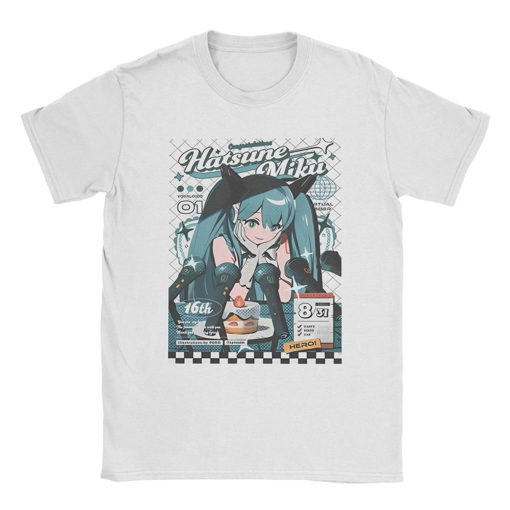 Men Women Hatsunes Mikus   Anime T Shirts  100% Cotton Tops Casual Short Sleeve Round Collar Tees Original T-Shirts