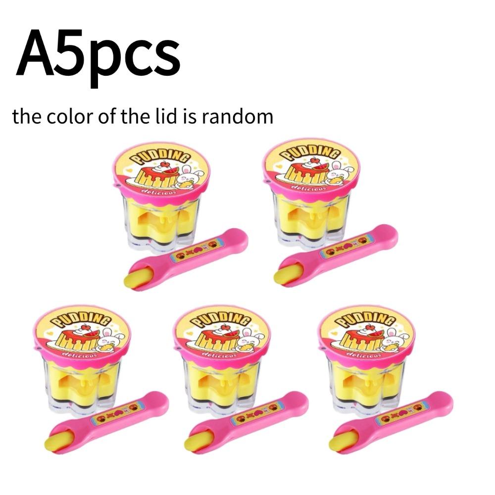 Pretend Play Pudding Feeding Toy Set with Magic Spoon Simulation Food Kitchen Toys for Kids Interactive Role Play Gift for Girls