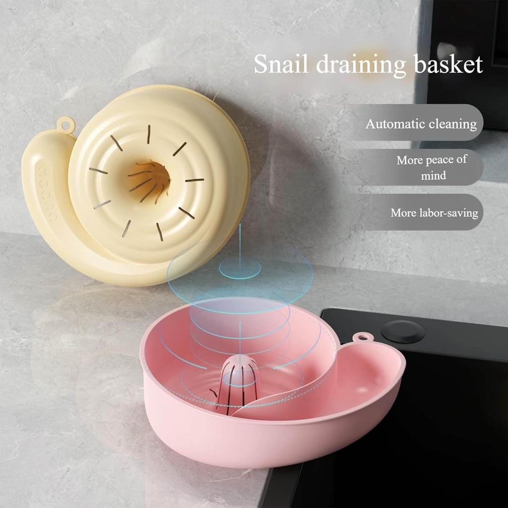 Snail Shape Drainer Portable Vegetable Washer – 4-in-1 Fruit and Vegetable Wash Bowl with Rotating Colander, Fruit Cleaner Spinner