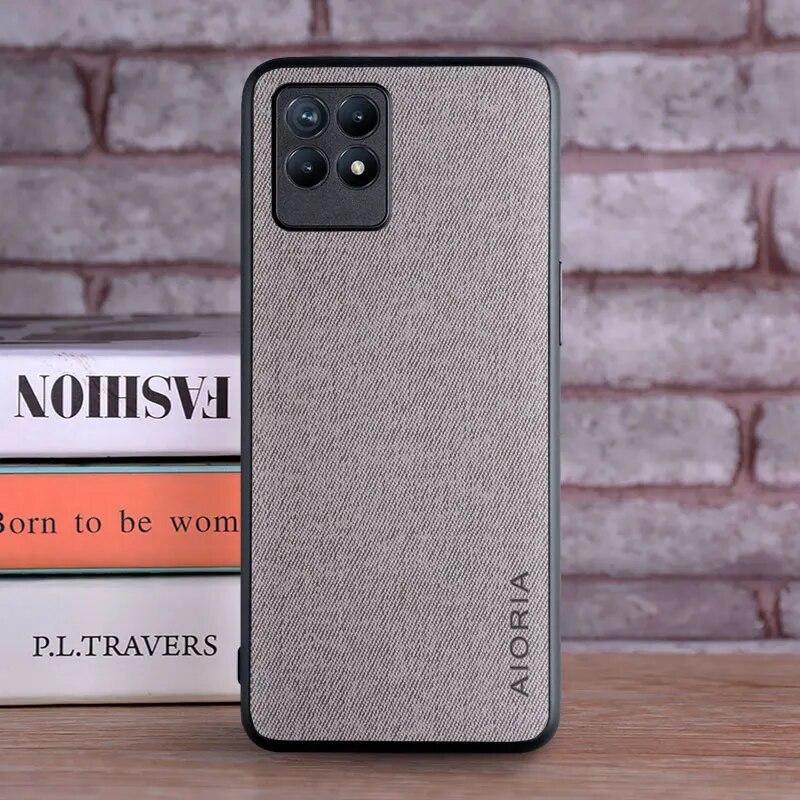 

Чехол для Oppo Realme 8i, чехол, роскошный текстильный кожаный мягкий жесткий чехол для телефона, чехол для oppo Realme 8i, Funda Realme 8i светло-серый