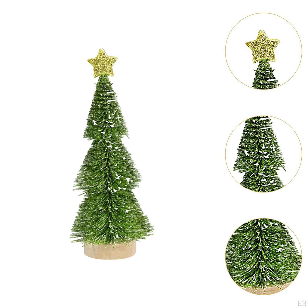 25cm Miniature Christmas Tree on Wood Base, Ideal for Table Decorations