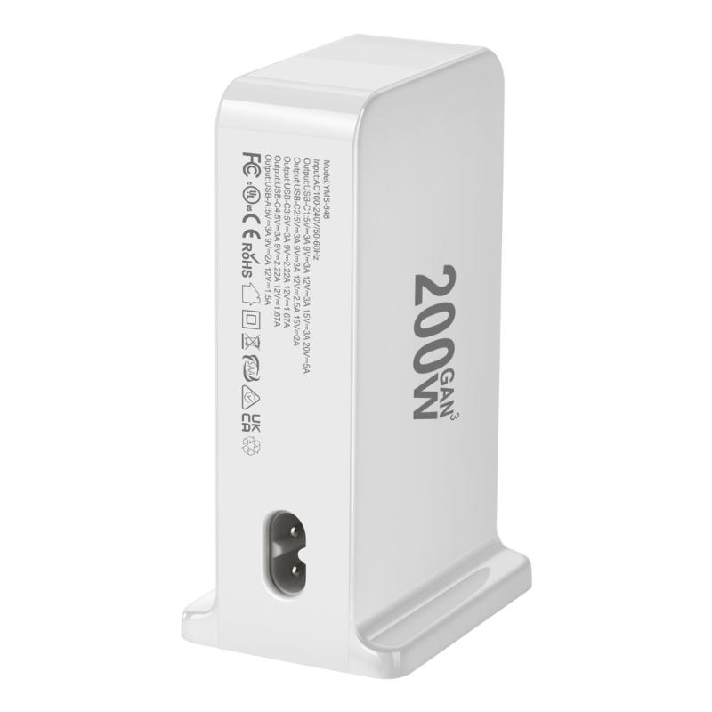 USB C Ladegerät 200W Schnellladegerät Block 6 Port Ladestation Ziegelstein Laptop-Ladegerät 2 USB + 4 Typ C für Reisen Zuhause