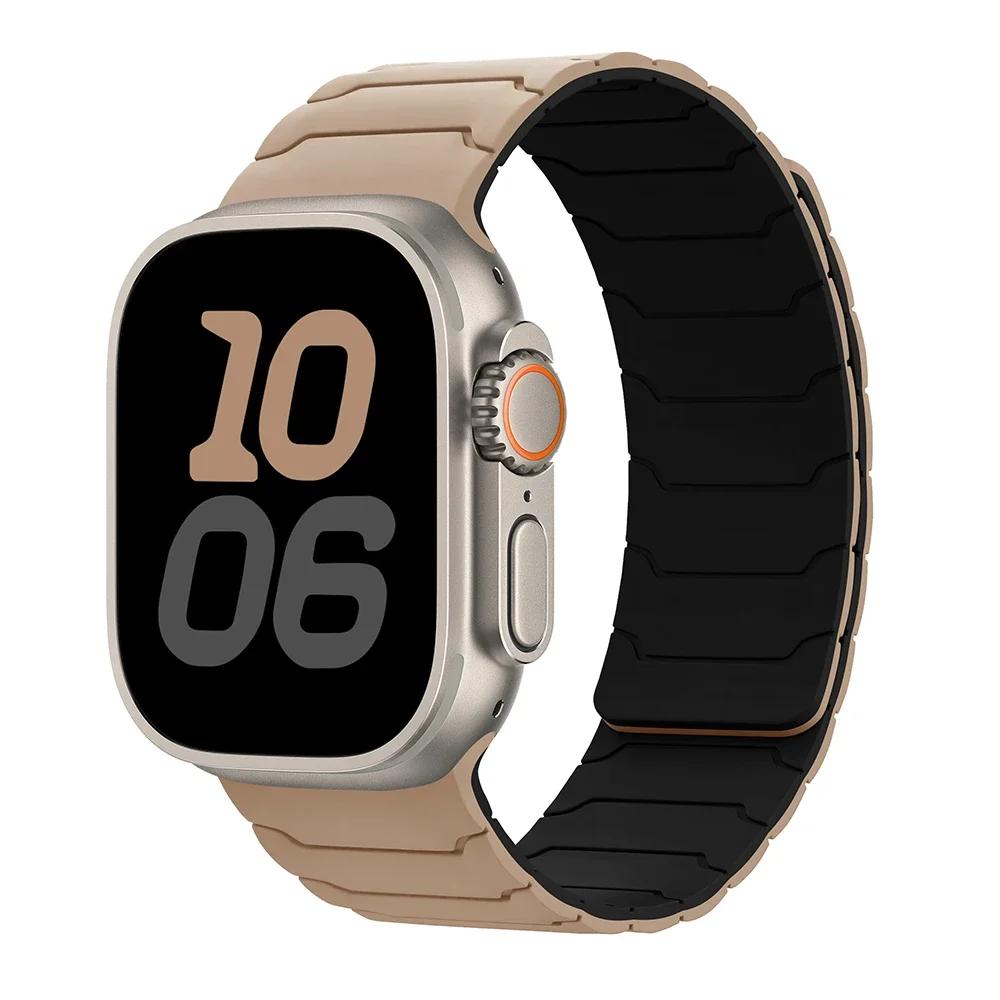 Strap For Apple Watch Ultra 2 Band 49mm 44mm 45mm 40mm 42mm 46mm 41mm 38mm Magnetic Silicone Bracelet IWatch Series 10 SE 9 8 7