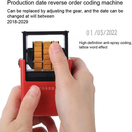 Date Coding Machine Handheld Food Plastic Bag Label Adjustable Reverse Date Order Printing Machine 60 x 40 x 100mm