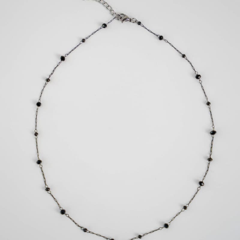 URBANIA Black Ribbon Bead Necklace DDA0047
