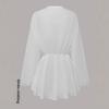 Women's 2025 White Lace-Up Button Ruffle Dress