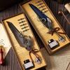 5color Machine Feather Dip Pen Set,Replaceable 5 Nib,Ink-Containing,Creative Quill Writing Artist Calligraphy Signature Pen 7003