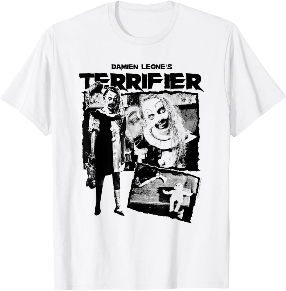 

Terrifier Little Pale Girl Creepy Collage Horror T-Shirt 4XL