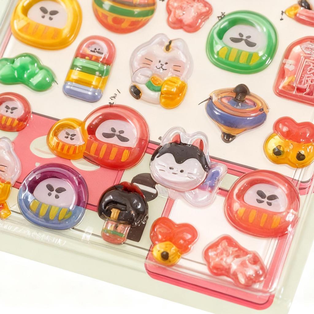 3D-Sticker im japanischen Stil für Scrapbooking & Journaling, Niedliche Handkonto-Aufkleber für Handyhüllen, Laptops, Karten, DIY-Bastelarbeiten