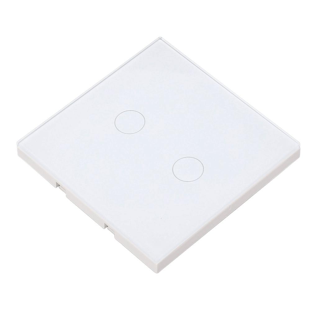 2 Gang Wall Switch with Indicator Tempered Glass Panel Touch Screen Light Switch 110‑240VAC White