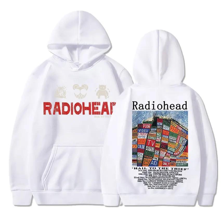 Sweat à capuche pour homme Radiohead Rétro Hip-hop Groupe de rock Imprimé Bandit Street Mode Décontractée Tendance Y2K Quotidien Ample Manches Longues