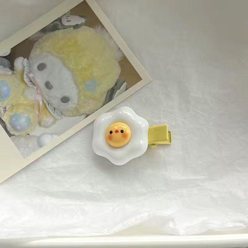 

Очаровательная заколка для волос в корейском стиле с яичницей-глазуньей - Милый мультяшный дизайн в виде желтого сердца для женщин