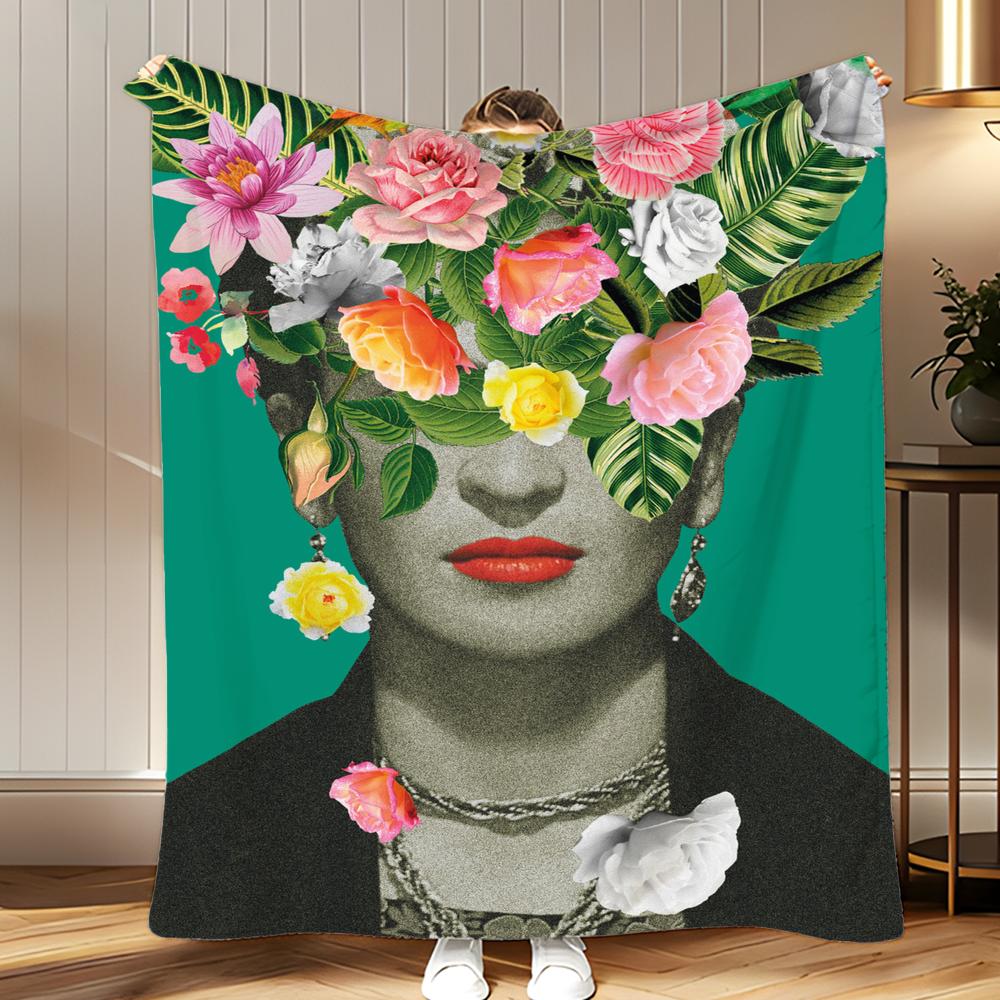 classic artist Frida Kahlo Throw Soft Coral Fleece Blanket 310gsm Fluffy Warm Throw for Sofa Bed Couch Bedroom Decor