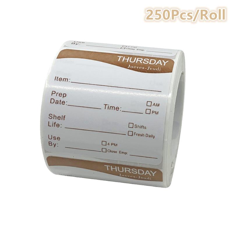 

250 шт./рулон Кухонная наклейка с датой для еды, этикетка, канцелярская наклейка, хранение закусок, конфет, этикетка с датой истечения срока годности, самоклеящаяся наклейка коричневый