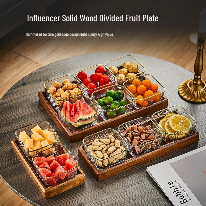 Walnut Wood Square Snack and Fruit Platter with Lid