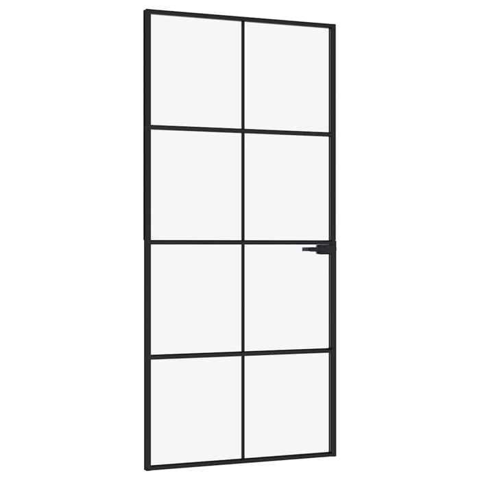 VidaXL Interior Door Black 93x201.5 Cm Tempered Glass Thin Aluminum 153664