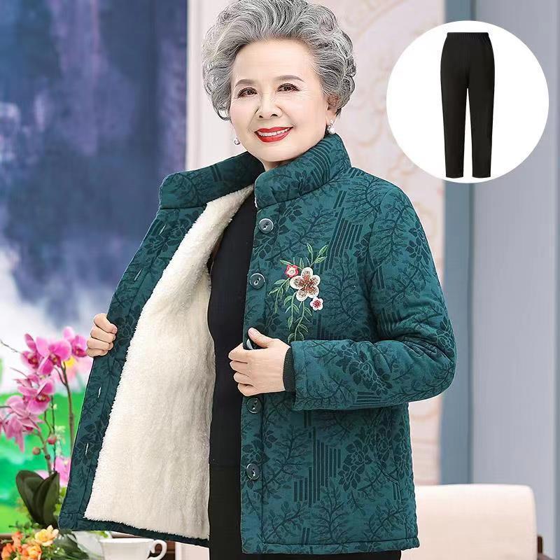 Damen Winterjacke aus Baumwolle mit Samt für Mittelalte und Ältere