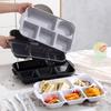 Portable 5 Grids Meal Box Food Grade PP Rectangular Divided Lunchbox Separating Plates with Knife Fork Spoon Dinnerware Set