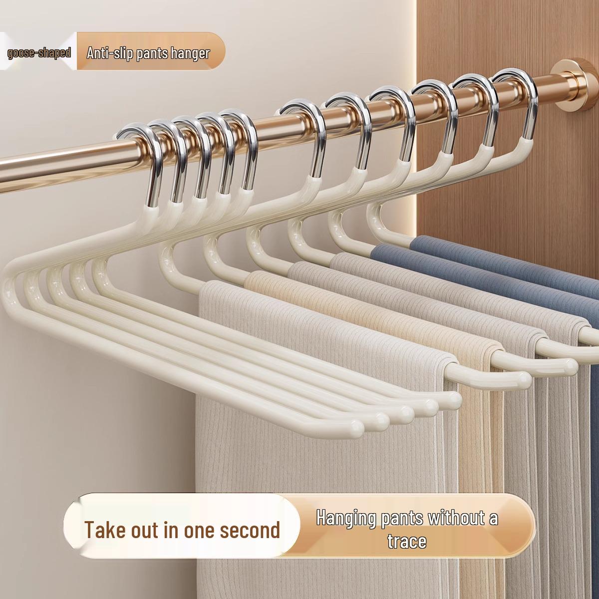

Goose-shaped Stainless Steel Pants Rack - Trace-free Hanger for Wardrobe Organization and Storage Forward Black 35CM