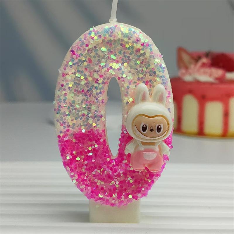 Cute Rabu Doll Digital Candle Cartoon Birthday Cake Decoration Party Decoration DIY Ornaments