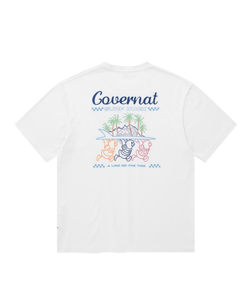 COVERNAT Cool Cotton Surfer Duck Graphic T-Shirt White