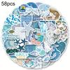 58pcs The Coastal Stickers Skateboard Notebook Luggage Phone Car Stickers Scrapbooking Kawaii Cartoon Shell Crab Shrimp Decals