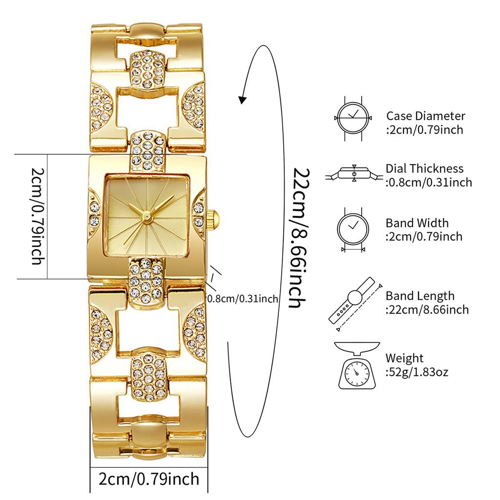 3PCS/Set Luxury Rhinestone Women Watches Fashion Square Quartz Wristwatch Reloj Mujer Girls Clock Gift