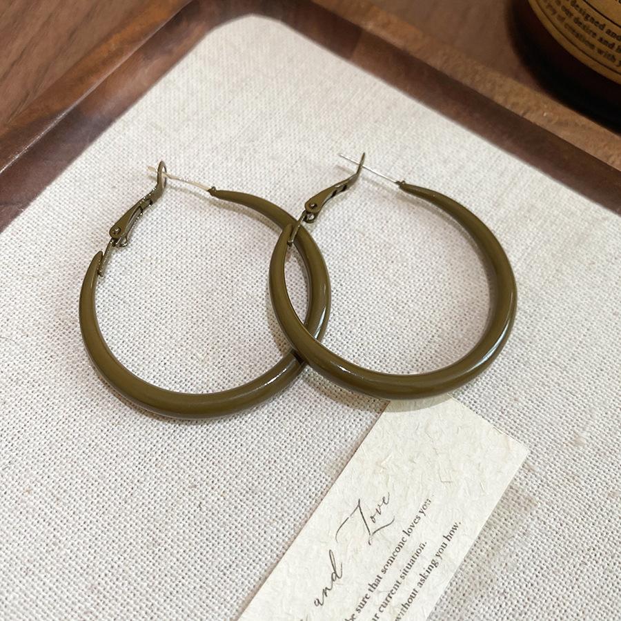 

Hong Kong style retro red round plain ring earrings earrings personalized versatile earrings women