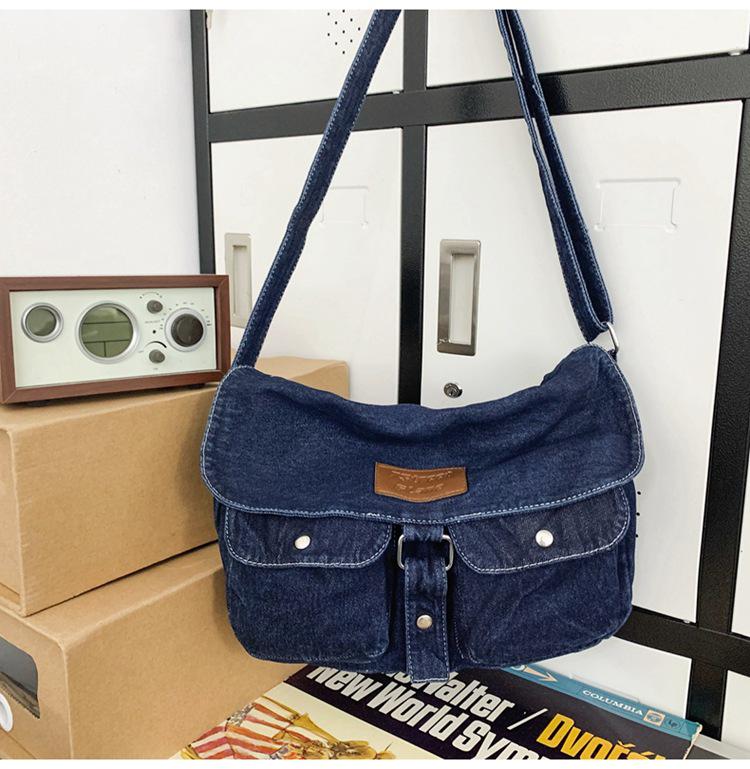 2023 Summer Hong Kong Style Versatile Denim Crossbody Bag for Women - Japanese & Korean Student Fashion