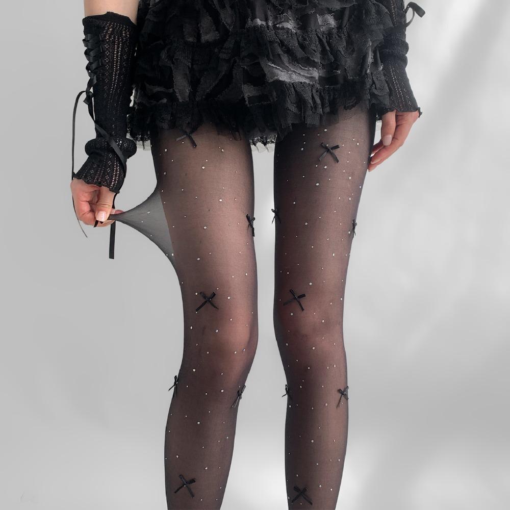 Stockings with Small Dots and Hearts Ultra-thin and Versatile White Stockings with Diamonds Ballet-style Pantyhose Children's Bow White Stockings