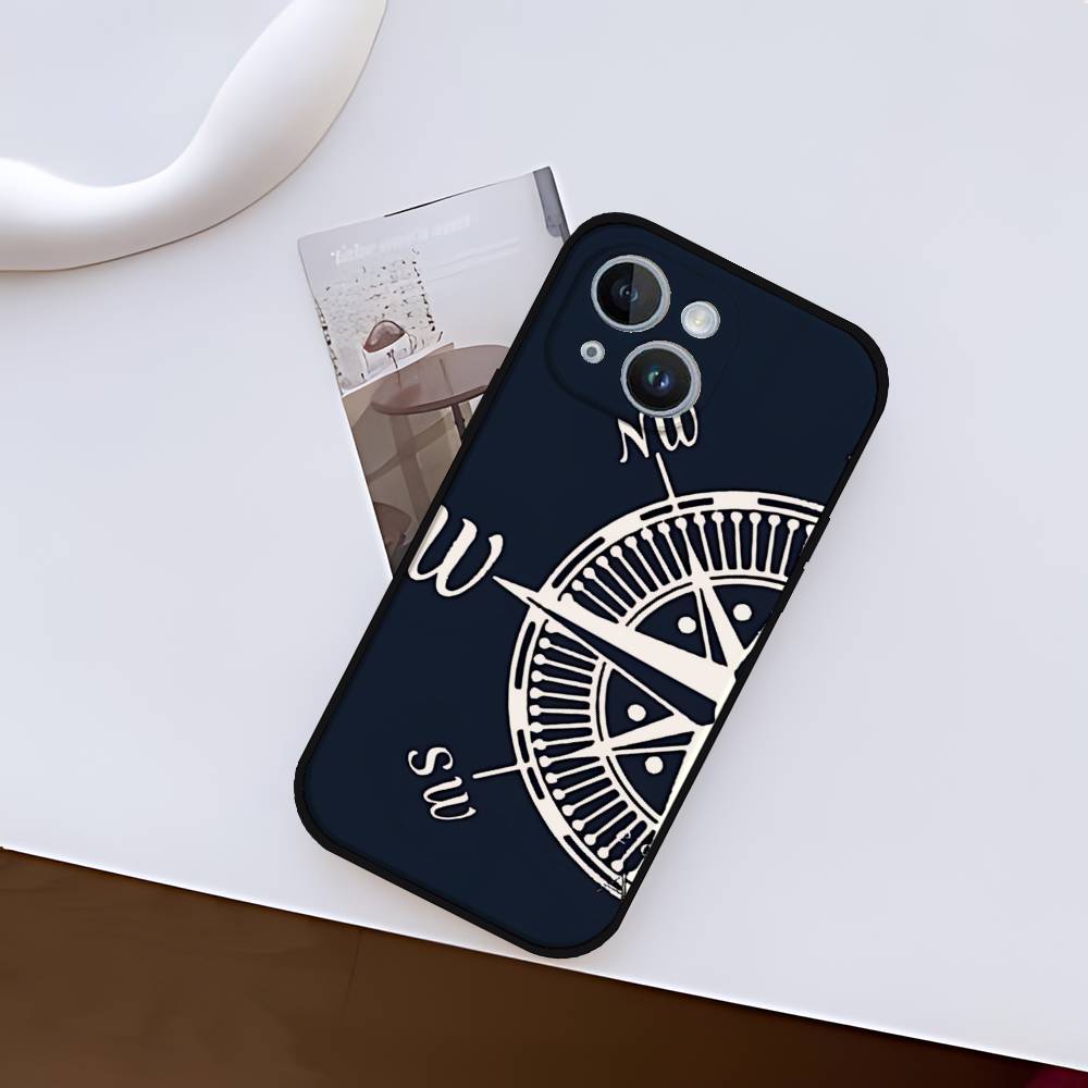 Fashion Vintage Compass Black Phone Case That Fits For IPhone 17,16,15,11,13,14 Pro Max,Plus,X,Xr,Xs Max,13Mini