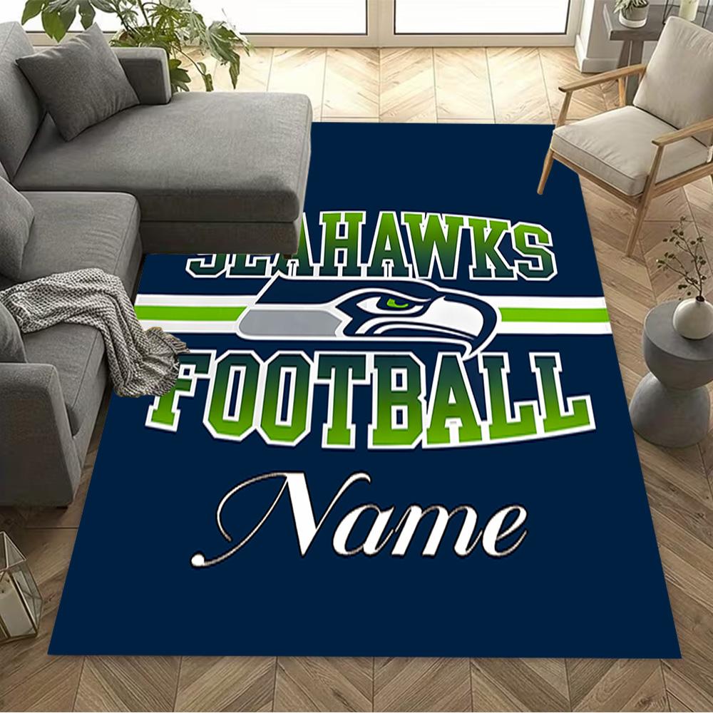 Seahawks Football Team Spirit Customize Text Floor Rug Office Rug Suitable for Hallway Balcony Dining Room Outdoor Anti-slip Rug Decorate Offices