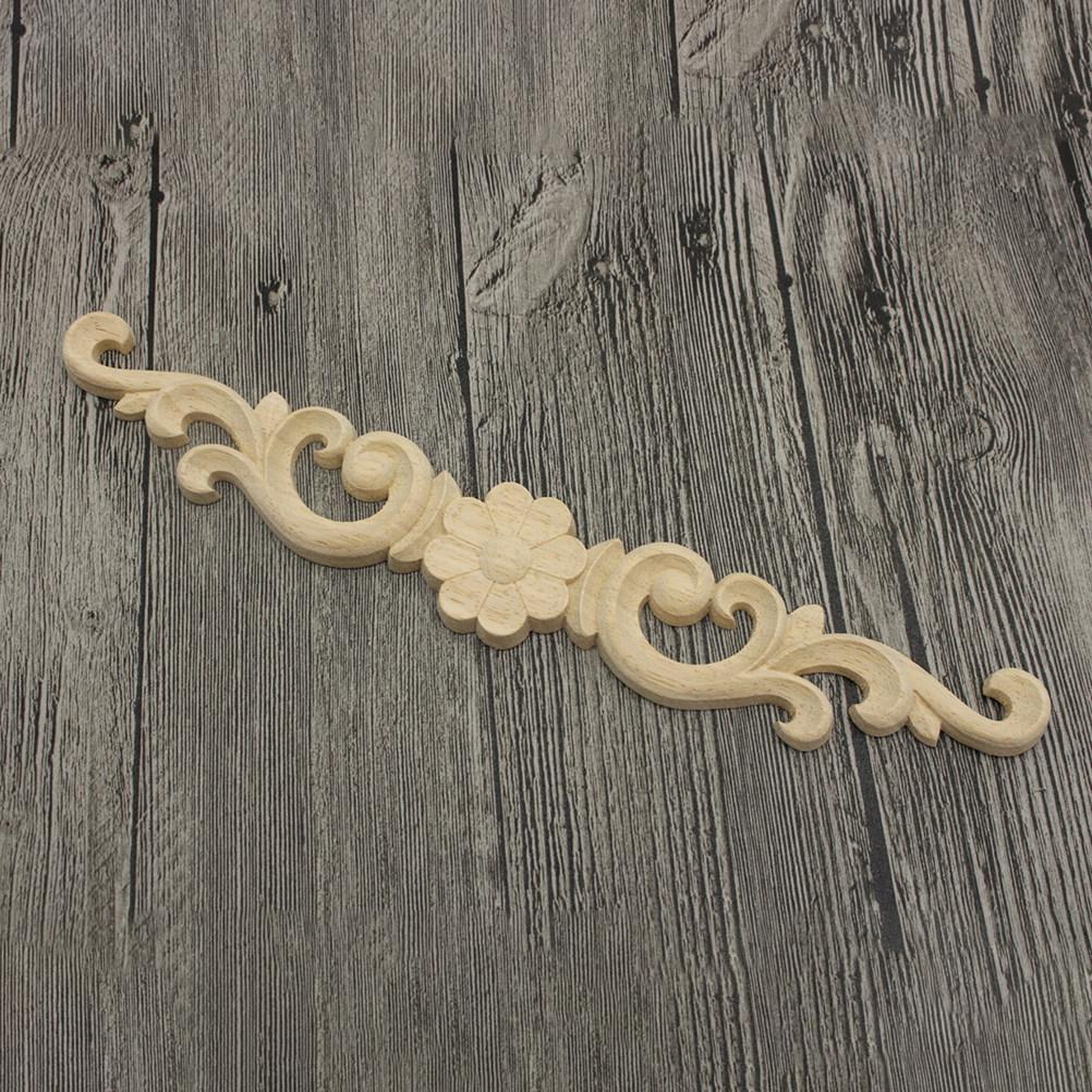 2Pcs Wooden Corner Onlay Carving Art Craft for Furniture Door Head Design Natural Wood Applique Decor Carved Onlay