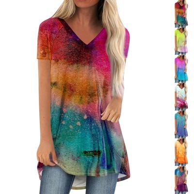 Ladies Short Sleeve Pleated Loose Tops Plus Size Casual Tops V Neck Short Sleeves Casual Summer T Shirts Ladies Tops T Shirts Shirts