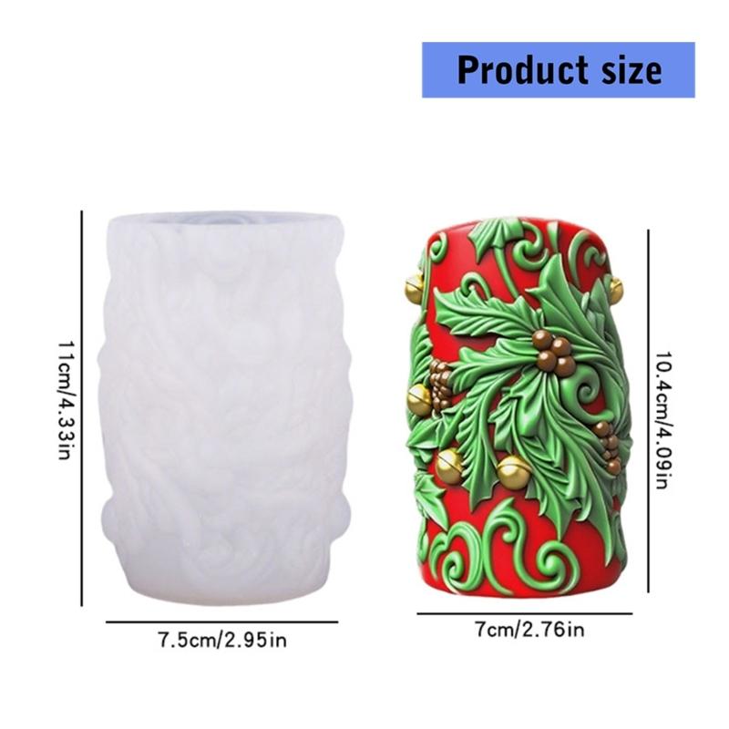 Flower Embossed Cylinder Silicone Candle Mould Food Grade Silicone For Making Candle Soap Chocolate Holiday Decoration